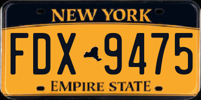 NY license plate FDX9475