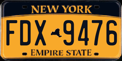 NY license plate FDX9476