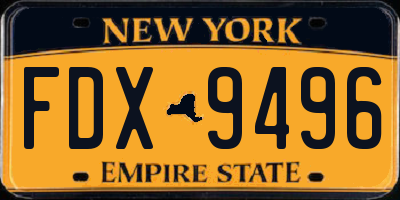 NY license plate FDX9496