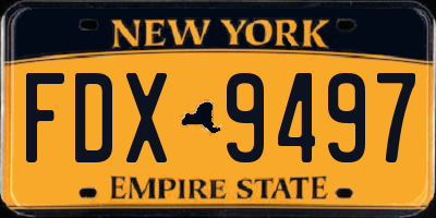NY license plate FDX9497