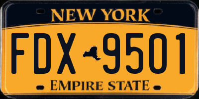NY license plate FDX9501