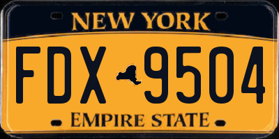 NY license plate FDX9504