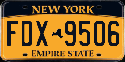 NY license plate FDX9506