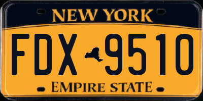 NY license plate FDX9510