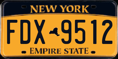 NY license plate FDX9512