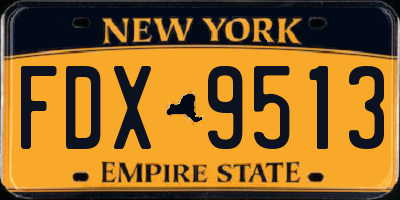 NY license plate FDX9513