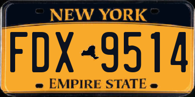NY license plate FDX9514