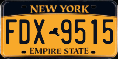 NY license plate FDX9515