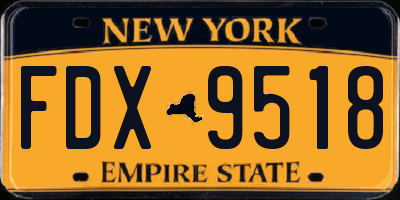NY license plate FDX9518
