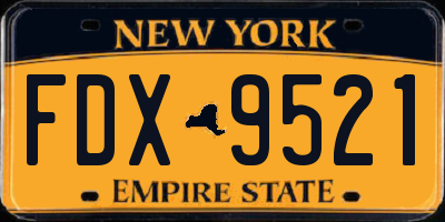 NY license plate FDX9521