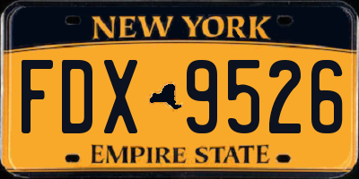 NY license plate FDX9526
