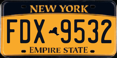 NY license plate FDX9532