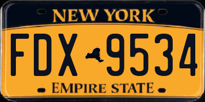 NY license plate FDX9534