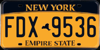 NY license plate FDX9536