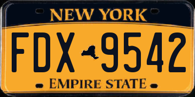 NY license plate FDX9542