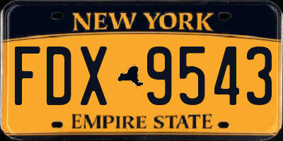 NY license plate FDX9543