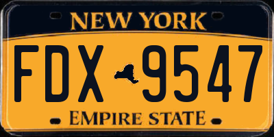 NY license plate FDX9547