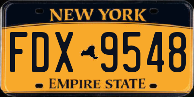 NY license plate FDX9548