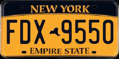 NY license plate FDX9550