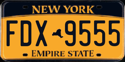 NY license plate FDX9555