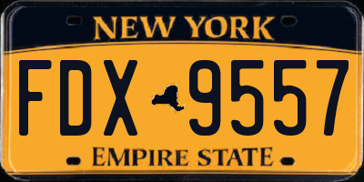 NY license plate FDX9557