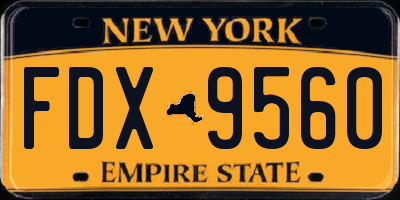 NY license plate FDX9560