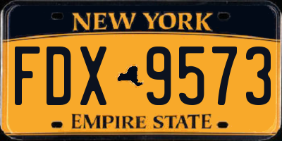 NY license plate FDX9573
