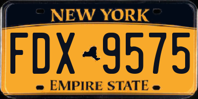 NY license plate FDX9575