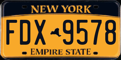 NY license plate FDX9578