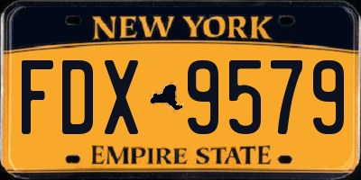 NY license plate FDX9579