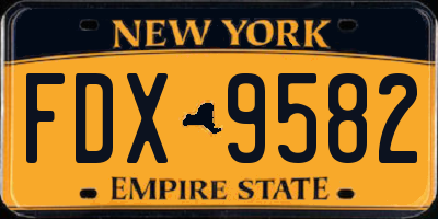 NY license plate FDX9582