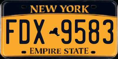 NY license plate FDX9583