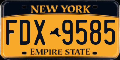 NY license plate FDX9585