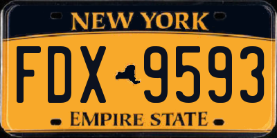 NY license plate FDX9593