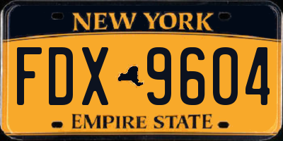 NY license plate FDX9604