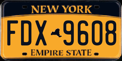 NY license plate FDX9608