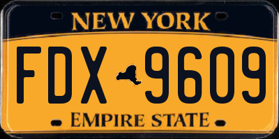 NY license plate FDX9609