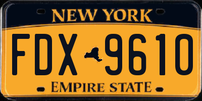 NY license plate FDX9610