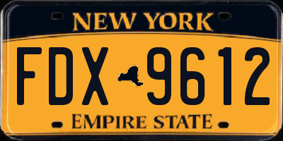NY license plate FDX9612
