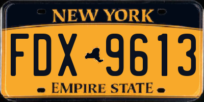 NY license plate FDX9613