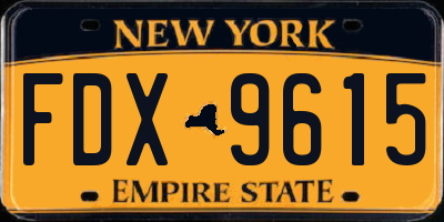 NY license plate FDX9615