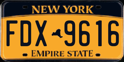 NY license plate FDX9616