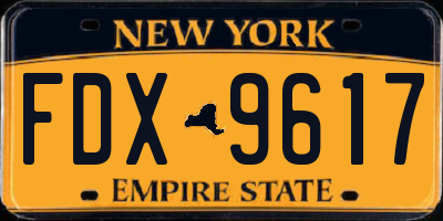 NY license plate FDX9617