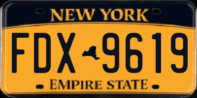 NY license plate FDX9619