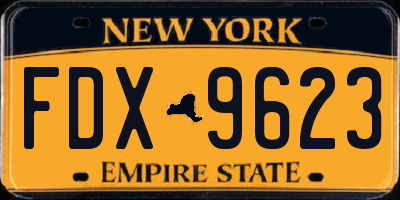 NY license plate FDX9623