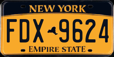 NY license plate FDX9624