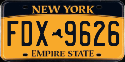 NY license plate FDX9626