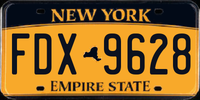 NY license plate FDX9628