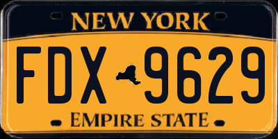 NY license plate FDX9629