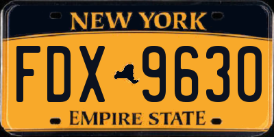 NY license plate FDX9630